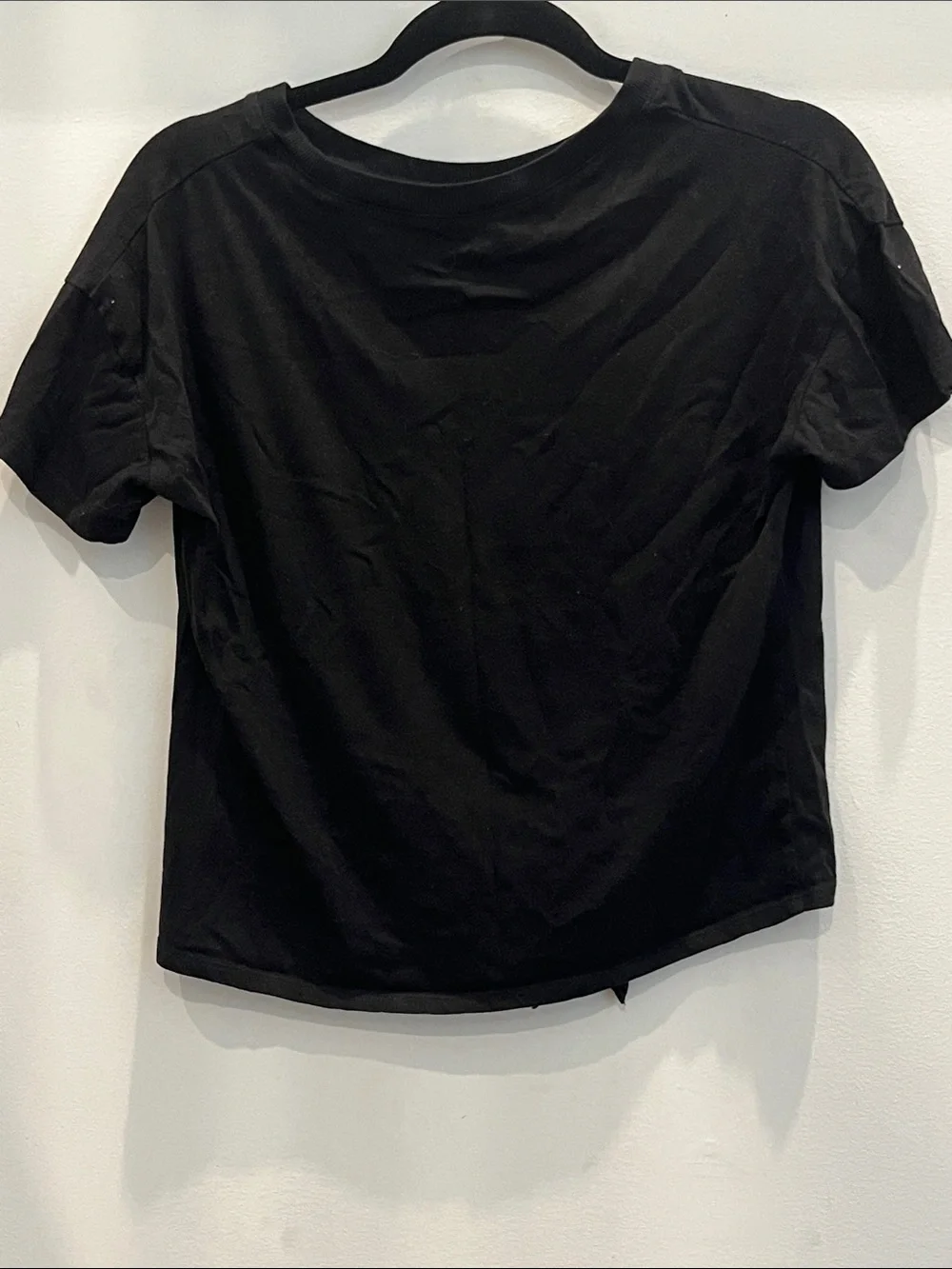 Justice Black Short-Sleeve Tie-Front Graphic Tee with Rainbow Floral Print